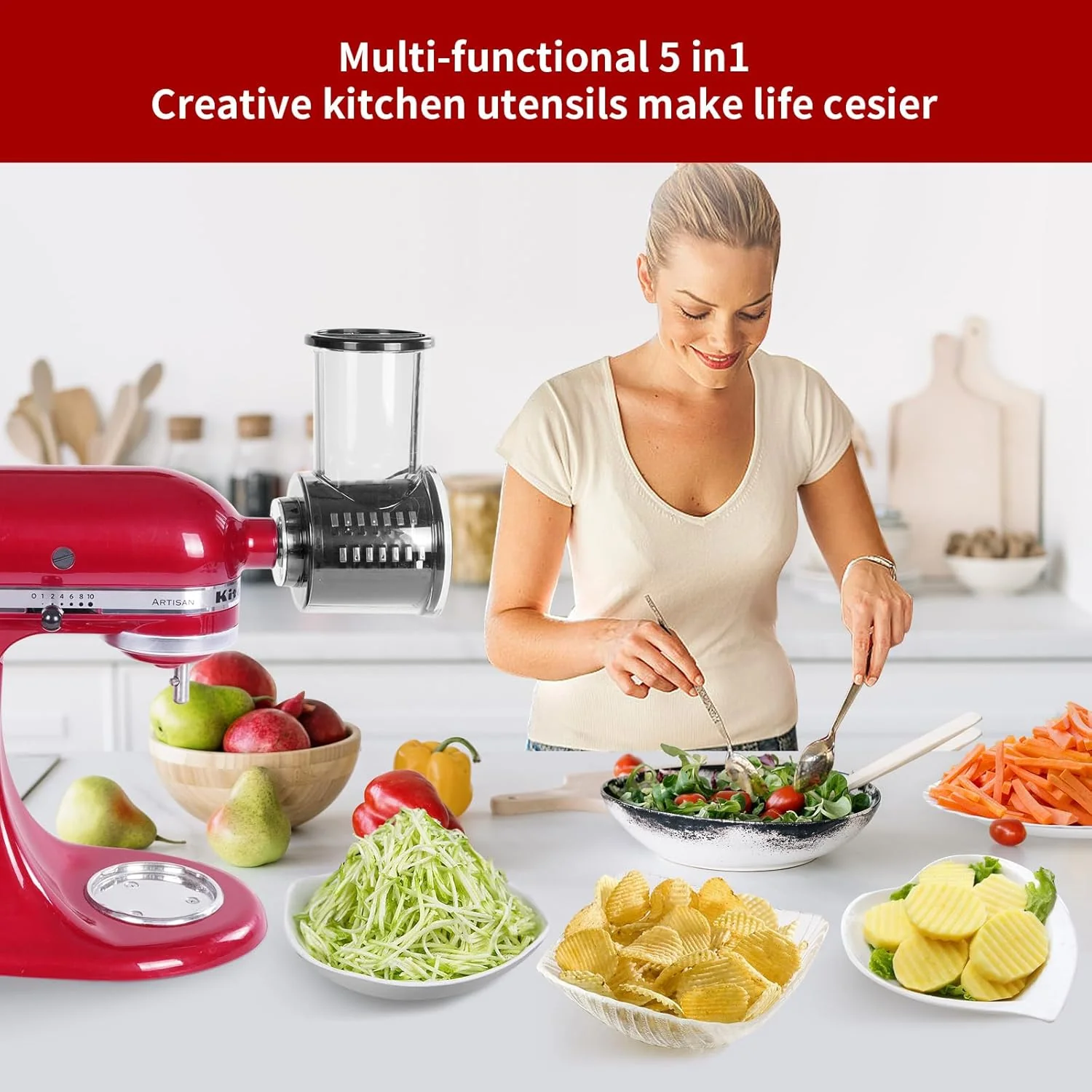 Gdrtwwh Slicer Shredder Attachment for KitchenAid Stand Mixer