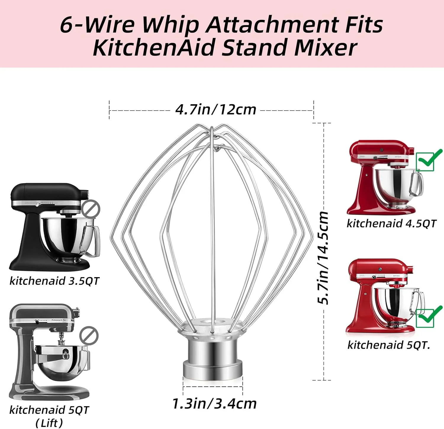 Gdrtwwh Wire Whip Attachment for KitchenAid Tilt